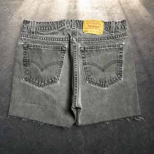 Vintage Levi's 505 Faded Black Denim Cut Off Shorts Skater Grunge Size 32